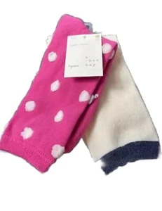 A New Day - Womens Crew Socks Pink/White Polka Dot & Blue Metallic/Ivory 2 Pair - Picture 1 of 4