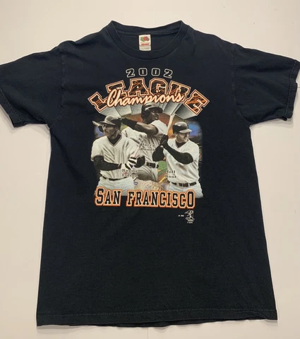 VTG 2002 San Francisco SF Giants League Champion T-Shirt Mens L Barry Bonds Cover
