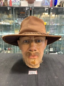 Genuino Australiano Oxford Azul Gamuza Cuero Sombrero de Vaquero Marrón Talla M - Imagen 1 de 7