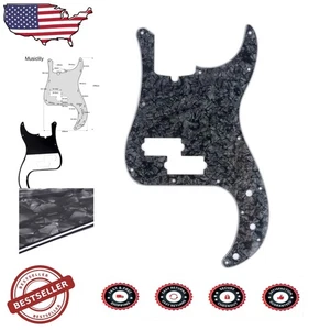 Pro 13-Hole P Bass Pickguard 4-String Black Pearl Modern Basswood Plastic - Picture 1 of 6