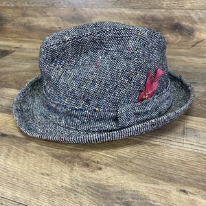 Vintage Knox New York grau gefleckt Wolle Fedora Hut Größe 7 1/4. Schön! - Bild 1 von 9