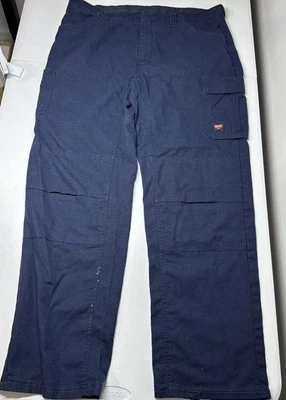 Red Kap Mens Double Knee Utility Canvas Cargo Pants Navy Blue, 40*33 Workwear - Image 1 of 4