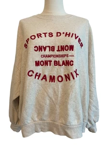 H&M Sweatshirt Womens Size Large Embroidered France Chamonix Mont-Blanc Paris - Picture 1 of 10