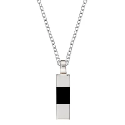 Silverly Pendente Uomo Argento 925 Collana Onice Nero Lunga Contemporanea - Immagine 1 di 4