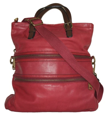 Bolso Bandolera FOSSIL Grande Cuero Rojo y Marrón EXPLORER PLEGABLE 16x13 Foto 1 de 4