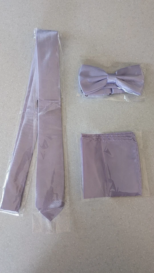 Lilac Tie, Pocket Square And Bow Tie - Image 1 of 1