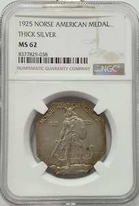 1925 Norse American Medal Thick Silver NGC MS 62 United States Commemorative - Picture 1 of 1