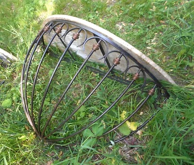 PAIR MID CENTURY WROUGHT IRON HALF ROUND MARBLE TOP CONSOLE TABLES - Image 1 of 4