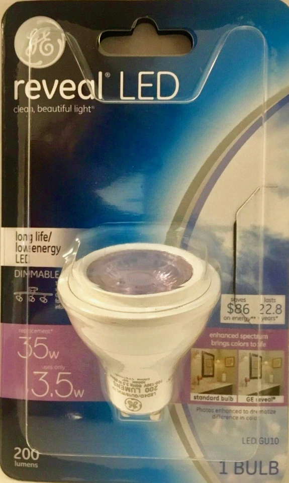 GE Reveal LED GU10 Light Bulb, 35W, 200 Lumens, Dimmable - Image 1 of 1