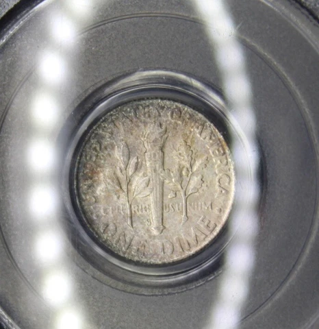 1947 S Toned Graded PCGS MS 66 U.S United States Coin 10c Roosevelt Dime Toning Cover
