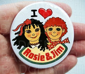 I LOVE (HEART) ROSIE and JIM ROUND FRIDGE MAGNET -  RETRO COOL! - Picture 1 of 3