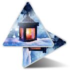 2 x Triangle Stickers  7.5cm - Christmas Lantern Candle Snow  #12449