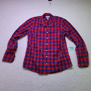 Youth Red Blue Plaid J Crew Boy Button Up Cotton Flannel Size 12 Pre-owned - Picture 1 of 14