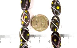 Lámpara de 15 cuentas comerciales africanas de piña negra rara T4044 RT - Imagen 1 de 1