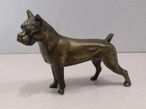 Vtg Brass Boxer Dog Figurine 4” Tall 5” Long 24 oz Unbranded (14) - Picture 1 of 11