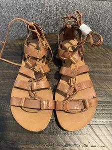 Aldo Jaeryan Cognac Leather Open-toe Strappy Flat Heel Sandals size US 7 New - Picture 1 of 5