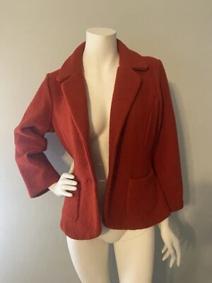 Jaqueta Blazer Feminina Kate Hill Lã Tamanho M Vermelha Outono Chique Ajustada Preppy - Imagem 1 de 4