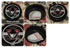 DUAL SIGNED ECHL LAS VEGAS WRANGLERS OFFICIAL GAME PUCK TED WIENS AUTO SPONSOR +