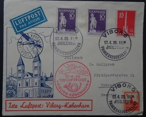 Denmark Luftpost first flight Viborg - Copenhagen flight cover dated 1939 - Picture 1 of 1