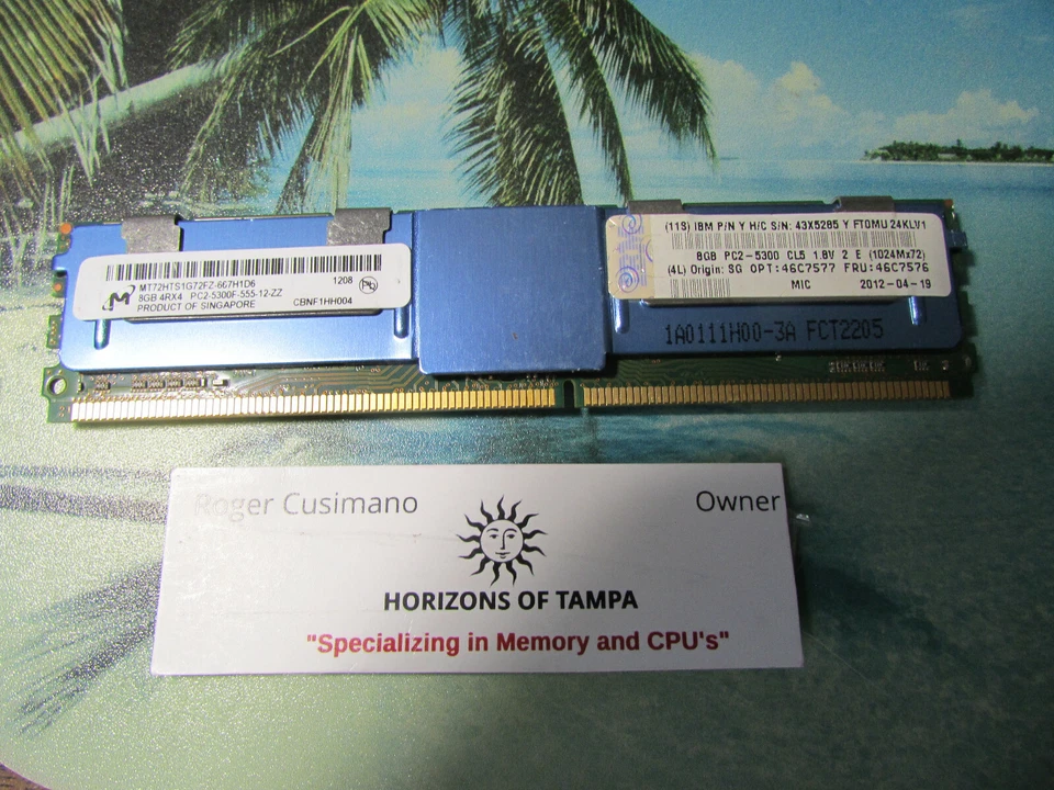 Micron MT72HTS1G72FZ-667H1D6 8GB PC2-5300F 4R X 4  667Mhz ECC RAM -- Tested - Image 1 of 1