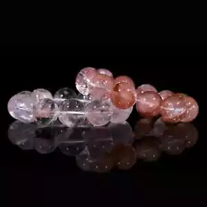 Bracciale Quarzo Rosa Naturale Regalo Unisex Elasticizzato Bohemien Guarigione Braccialetto - Foto 1 di 6