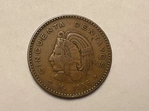 Mexican Coin 50 Cinquenta Centavos Bronze 1956 Estados Unidos Mexicanos Mexico - Picture 1 of 11