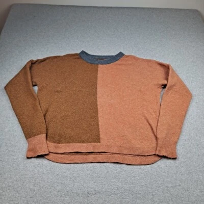 J Crew Sweater Women XL Orange Colorblock Wool Blend Jumper Art Stretch Heritage - Image 1 of 4