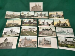 Lot of 17 Antique U.S. STATE CAPITAL POST CARDS ~ 4 Unposted-13 Posted(1907-11) - Picture 1 of 22
