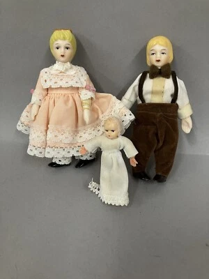 Porcelain Sister And Brother Dollhouse Dolls Plastic Baby Doll  - Image 1 of 4