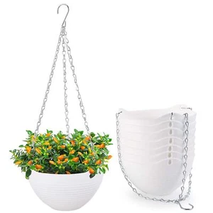 8 Pack Hanging Planter Pots Self Watering Round Hanging Basket for Garden Patio - Picture 1 of 6