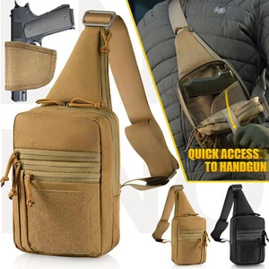 Tactical Gun Bag Pistol Holster Concealed Carry Chest Crossbody Pack Handgun Bag - Picture 1 of 14