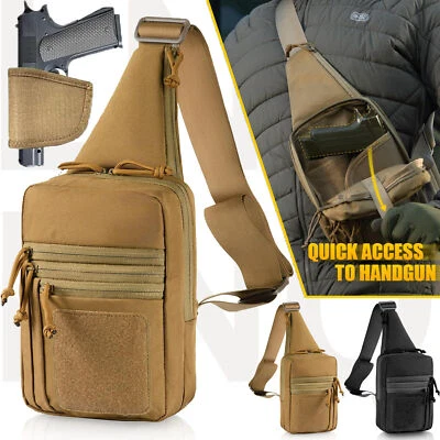 Tactical Gun Bag Pistol Holster Concealed Carry Chest Crossbody Pack Handgun Bag - Image 1 of 4