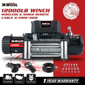 X-BULL Electric Winch 12000lb W/Steel Cable Trailer Towing For Truck SUV 4WD - Picture 1 of 14