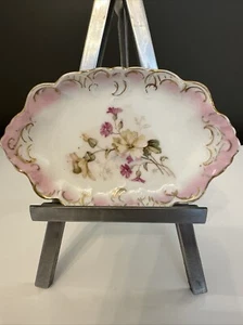 Antique Carl Tielsch CT Germany Hand Painted Floral Trinket Dish - Picture 1 of 6