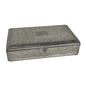 Vintage 90s Godinger Silver Plated Lined Mirror Jewelry Tissue Box - Picture 1 of 8