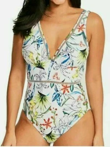 Figleaves Botanical Garden Plunge Shaping Swimsuit White Floral 753030 - Picture 1 of 3