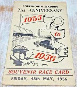 Tarjeta de recuerdo de galgo 1956 de carrera de perros Portsmouth Stadium 21 aniversario escasa - Imagen 1 de 7