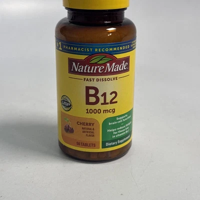Nature Made Vitamina B12 B-12 - Sabor cereza 1.000 mcg 50 comprimidos caducidad: 2/26 Foto 1 de 2