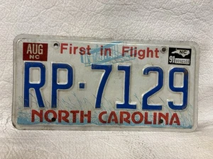 Vintage 1991 North Carolina Rental Car License Plate - Picture 1 of 2