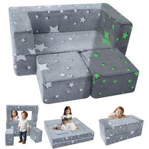 MeMoreCool Modular Kids Play Couch Sofa – Glow in The Dark Star Design, Fold-... - Picture 1 of 8