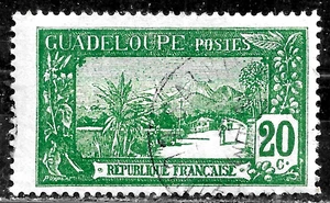 HICK GIRL-USED FRENCH GUADELOUPE STAMP   SC#64  1925  LA SOUFRIERE    L740 - Picture 1 of 2