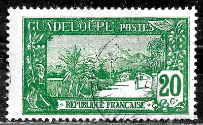 HICK GIRL-USED FRENCH GUADELOUPE STAMP   SC#64  1925  LA SOUFRIERE    L740 - Image 1 of 2