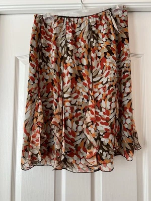 NUEVO CON ETIQUETAS WORTHINGTON Mujer Falda Carrera OFFICECORE Naranja Bronceado Estampado Talla 8 Volantes Foto 1 de 4