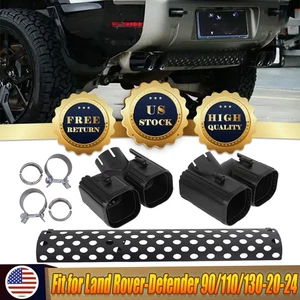 Gloss Black Rear Muffler Exhause Pipe Tailpipe Kit For Defender 110 130 2020-24 - Picture 1 of 11