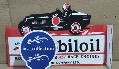 Gargoyle Mobiloil Porcelain Enamel Sign  18 x 10 Inches 2 Sided - Image 1 of 4