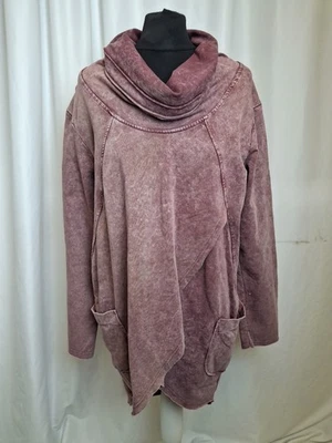 Made In Italy Long Asymmetric Jumper Cowl Neck Red Pockets UK14 Large L3121 - Image 1 of 4