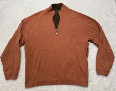 Tommy Bahama Men’s Sweater Size Large Orange 1/4 Zip Marlin Logo Pullover - Image 1 of 4