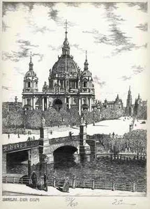 BERLIN - FISCHERBRÜCKE + CÖLLNISCHE GASSE + DOM - Beate EWERS handsigniert - Picture 1 of 1