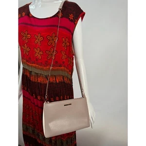 Ted Baker Women's Gray Crossbody Bag W/ Rose Gold Chain & Animal Print Lining - Picture 1 of 24