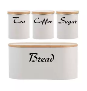 Tea, Coffee, Sugar, Bread - Jar Vinyl Decals Stickers Kitchen - Set of 4 Decals - Picture 1 of 3